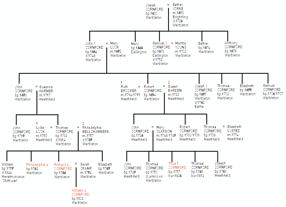 CORNFORD PEDIGREE  Tree